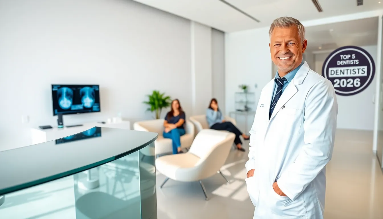 dentist and family in a modern perth clinic reception area